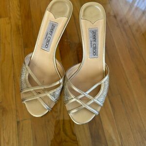 Jimmy Choo Ballerina Gold Silver Slippers
